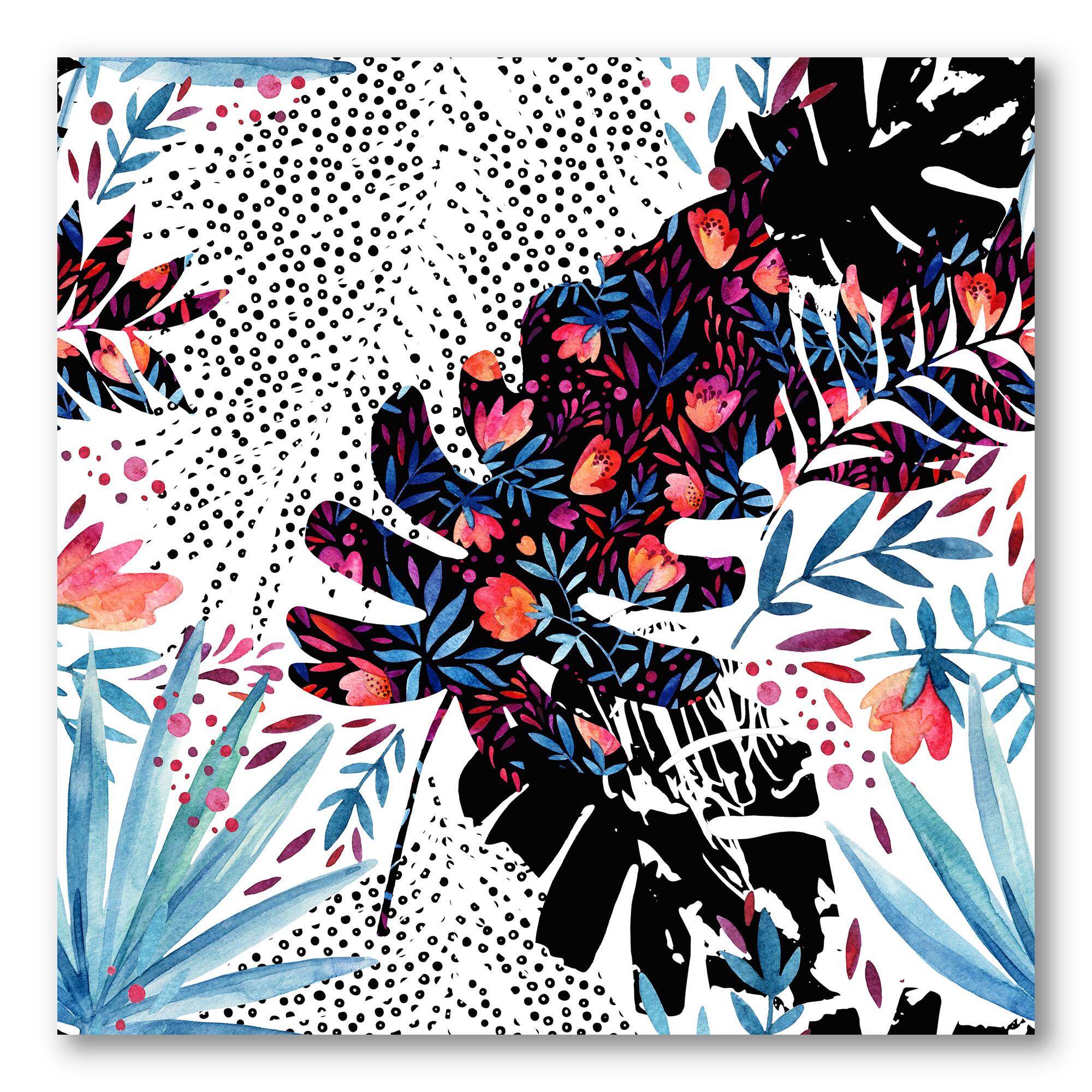 Designart - Tropical Floral Patchwork I